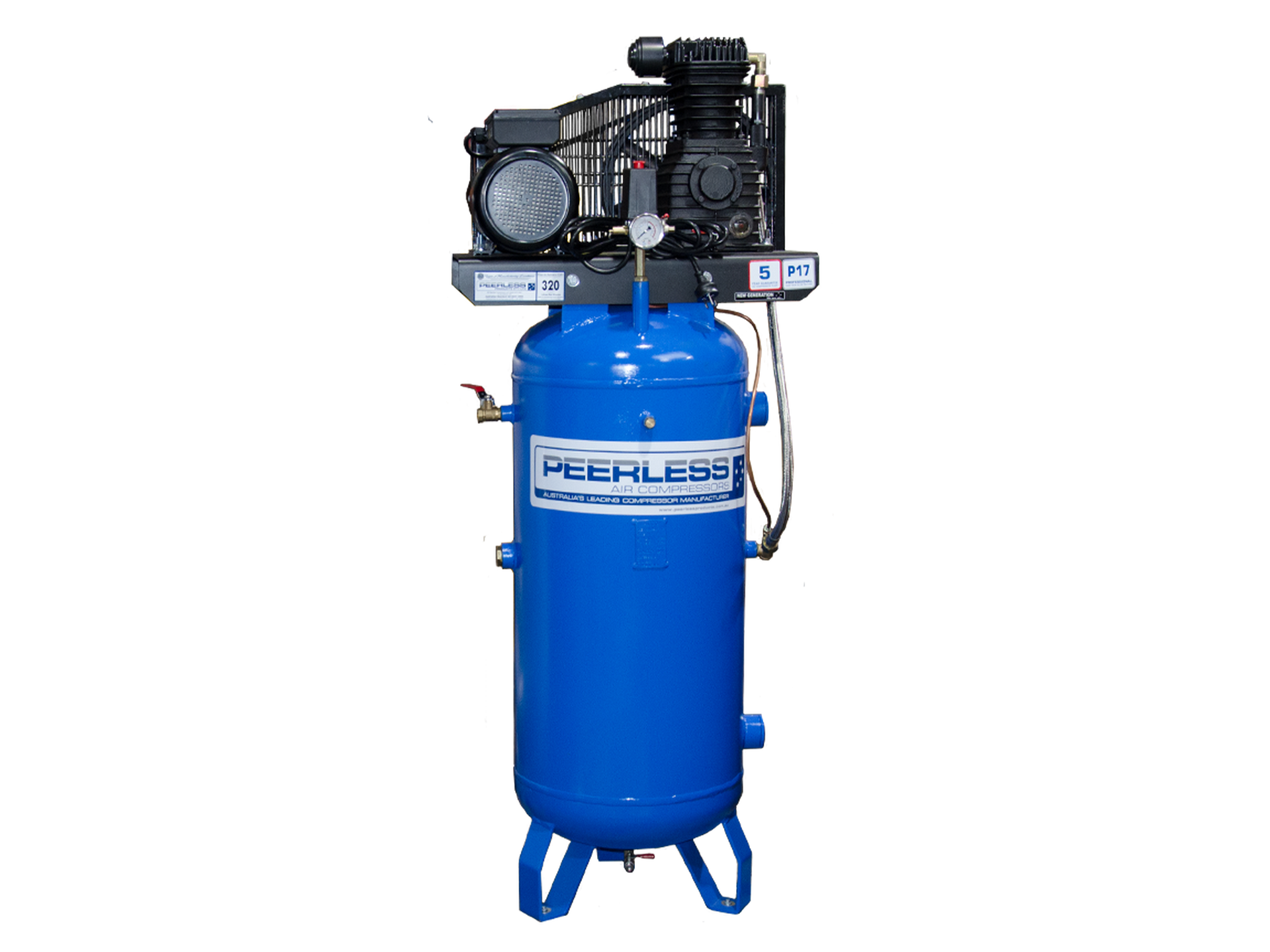 Peerless Single Phase Belt Drive 15Amp 3.5HP 320LPM Air Compressor 0087 (P17) / 00380 (P17FB) / 0086 (P17V)
