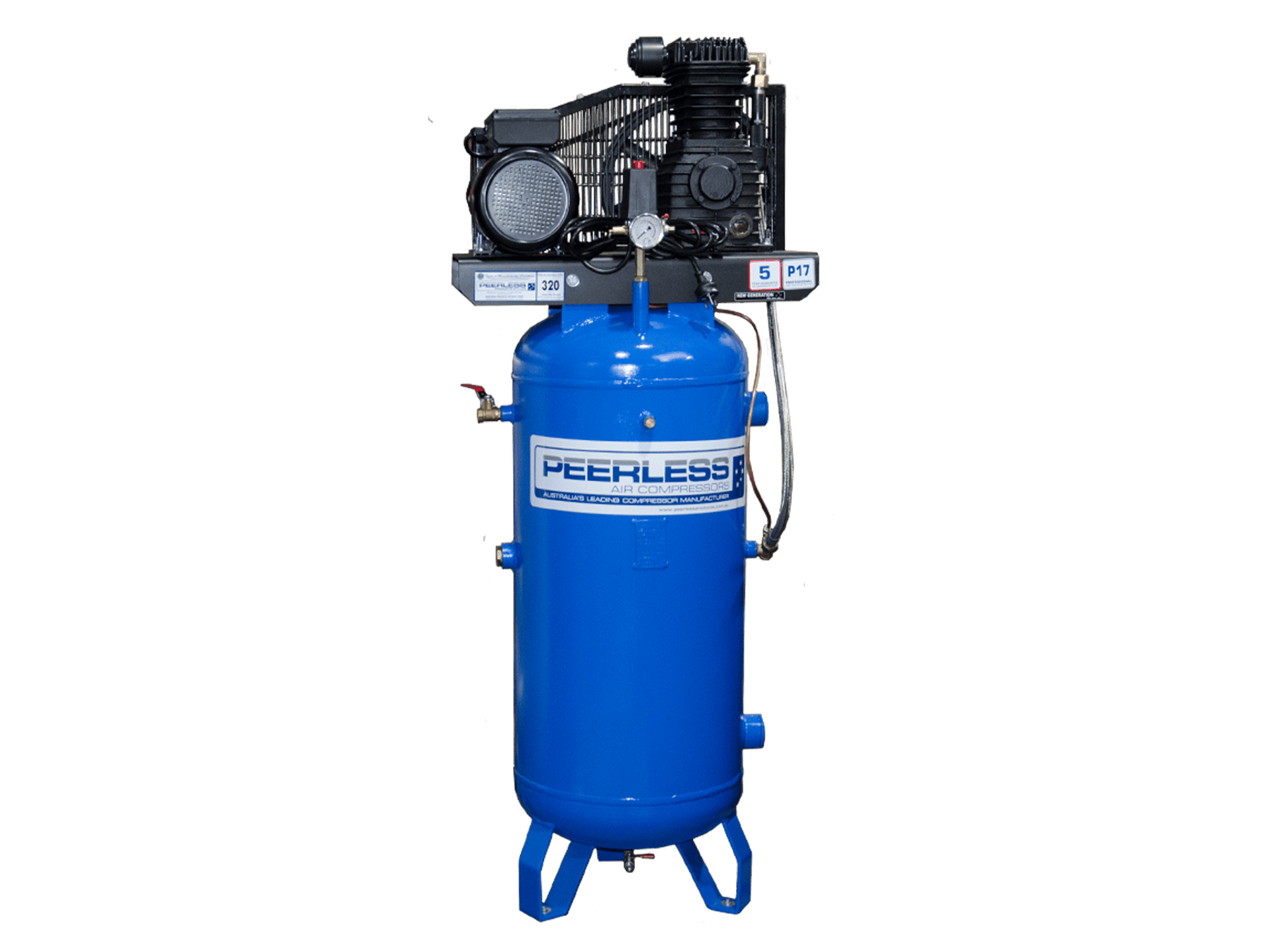 Peerless Single Phase Belt Drive 15Amp 3.5HP 320LPM Air Compressor 0087 (P17) / 00380 (P17FB) / 0086 (P17V)