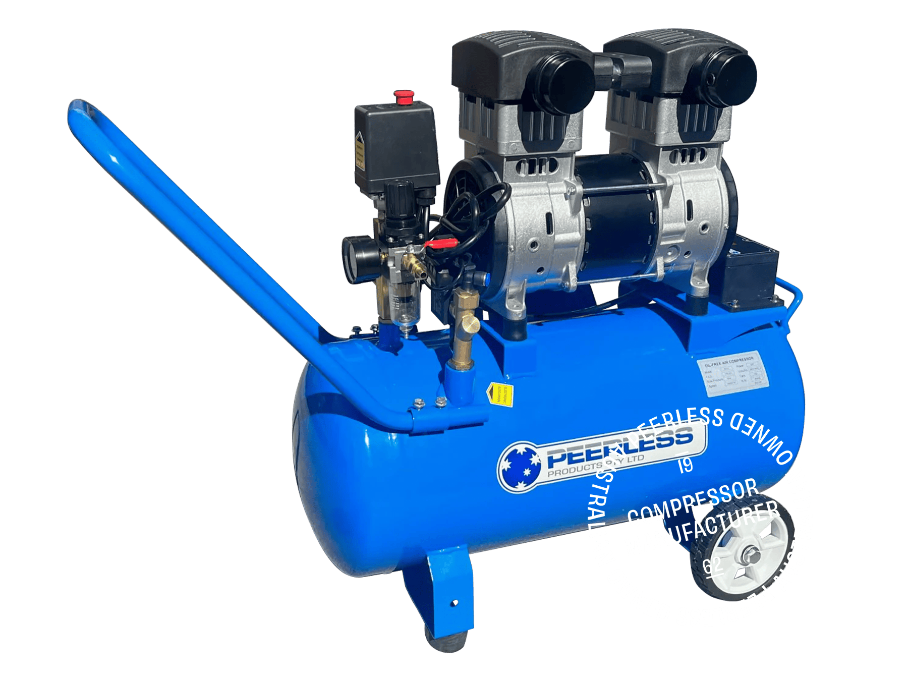 Peerless Single Phase Oilless Direct Drive 10Amp 2HP 175LPM 40L Portable Air Compressor 00590 (PO13)