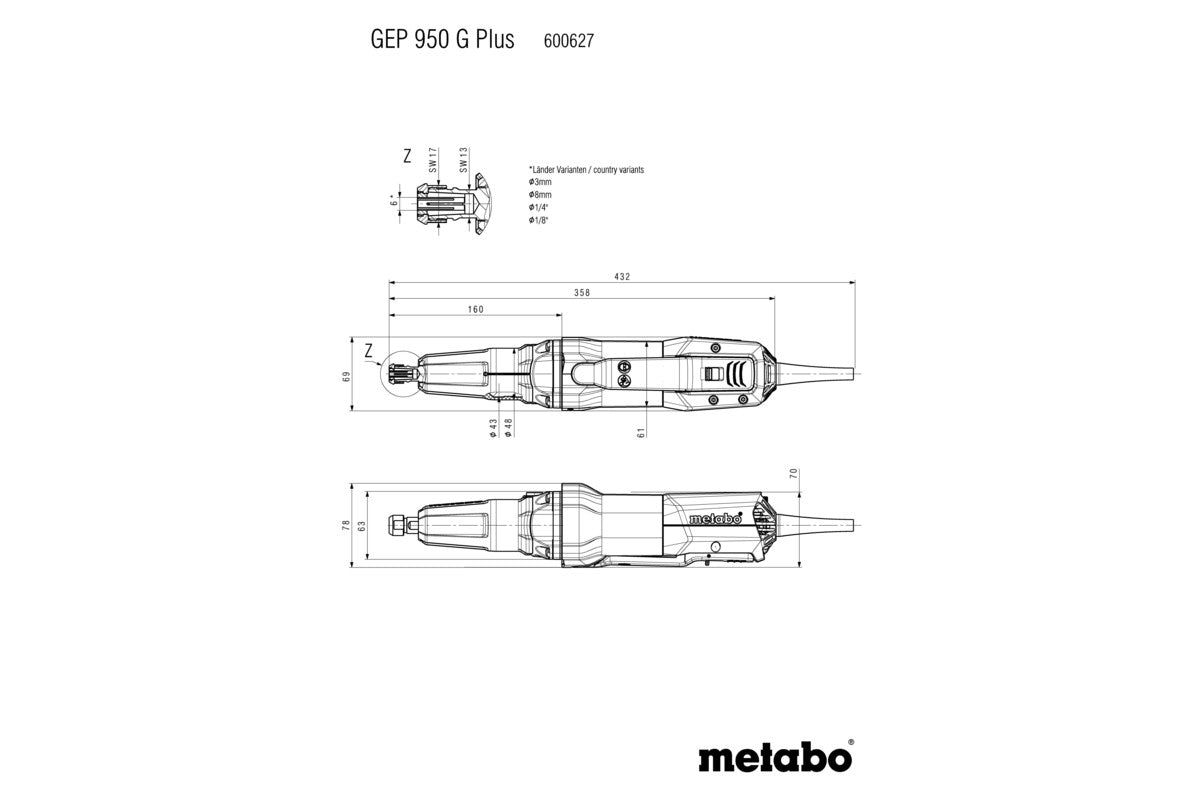 Metabo 950W Die Grinder GEP950GPLUS (600627000)