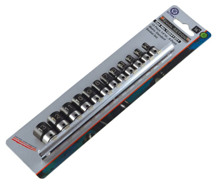 Action 12Pce 1/4" Drive 6-Point Metric Impact Socket Set 10041201