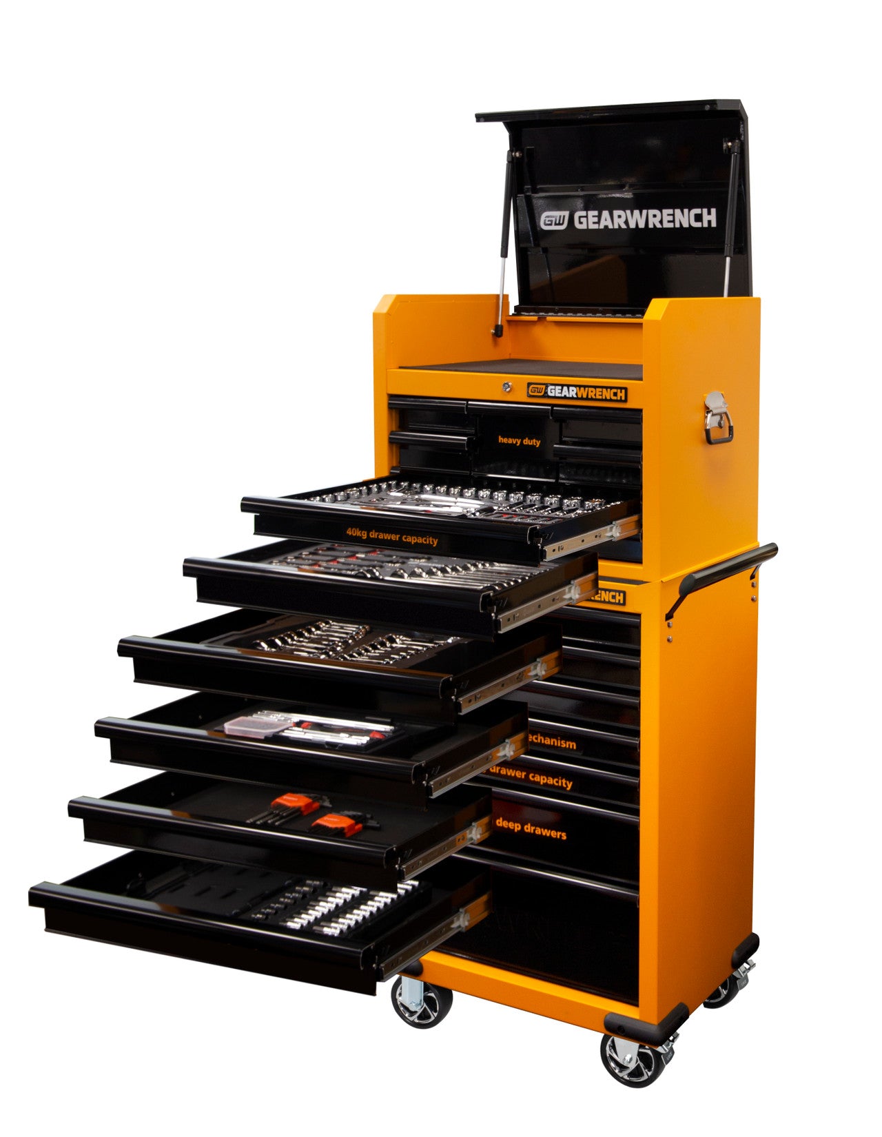 GEARWRENCH 234Pce Combination Game Changer Tool Kit + Molten ORANGE Tool Chest & Trolley 11111