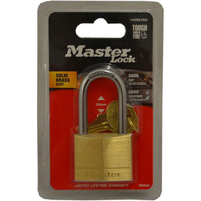 MasterLock 40mm Diamond Brass Padlock With 38mm Long Shackle 140DLFAU