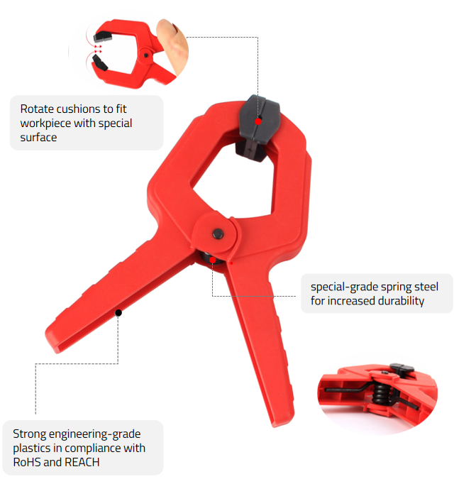Duratec Micro 20Pce Set of 25mm (1") x 50mm (2") 825 Spring Clamps DT82501020