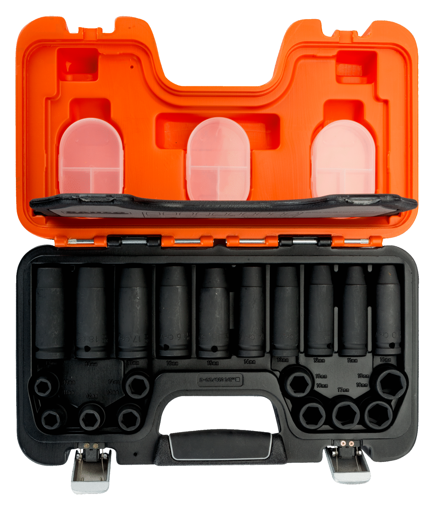 20Pce 1/2" Square Drive Mixed Impact Socket Set with Metric Hex Profile and Phosphate Finish D-DD/S20 by Bahco