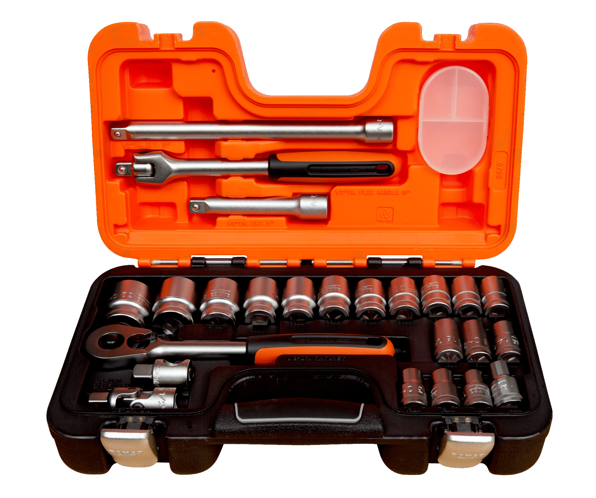 1/2" Square Drive Socket Set with Metric Hex Profile and Ratchet - S240 by Bahco