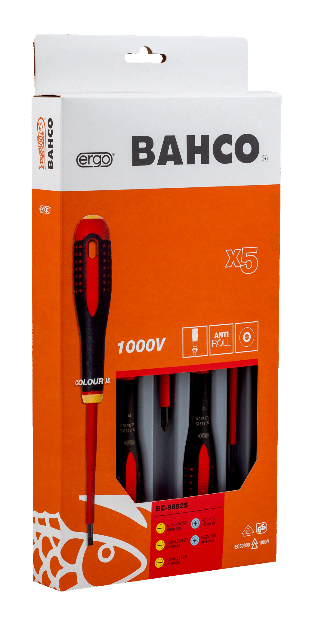 ERGO™ VDE Insulated Slotted and Pozidriv Screwdriver Set with 3-Component Handle 5 Pcs - BE-9882S by Bahco