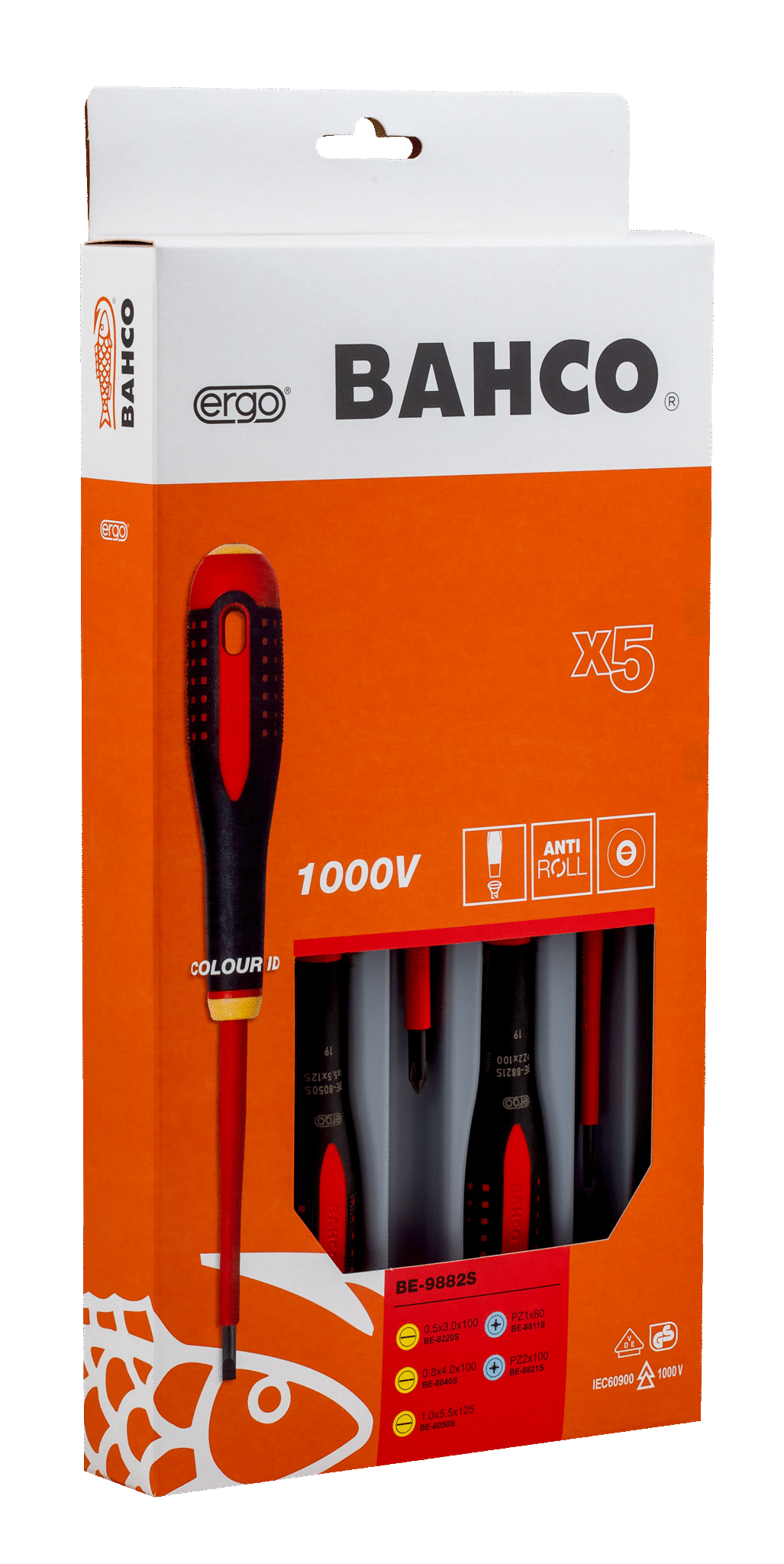 ERGO™ VDE Insulated Slotted and Pozidriv Screwdriver Set with 3-Component Handle 5 Pcs - BE-9882S by Bahco