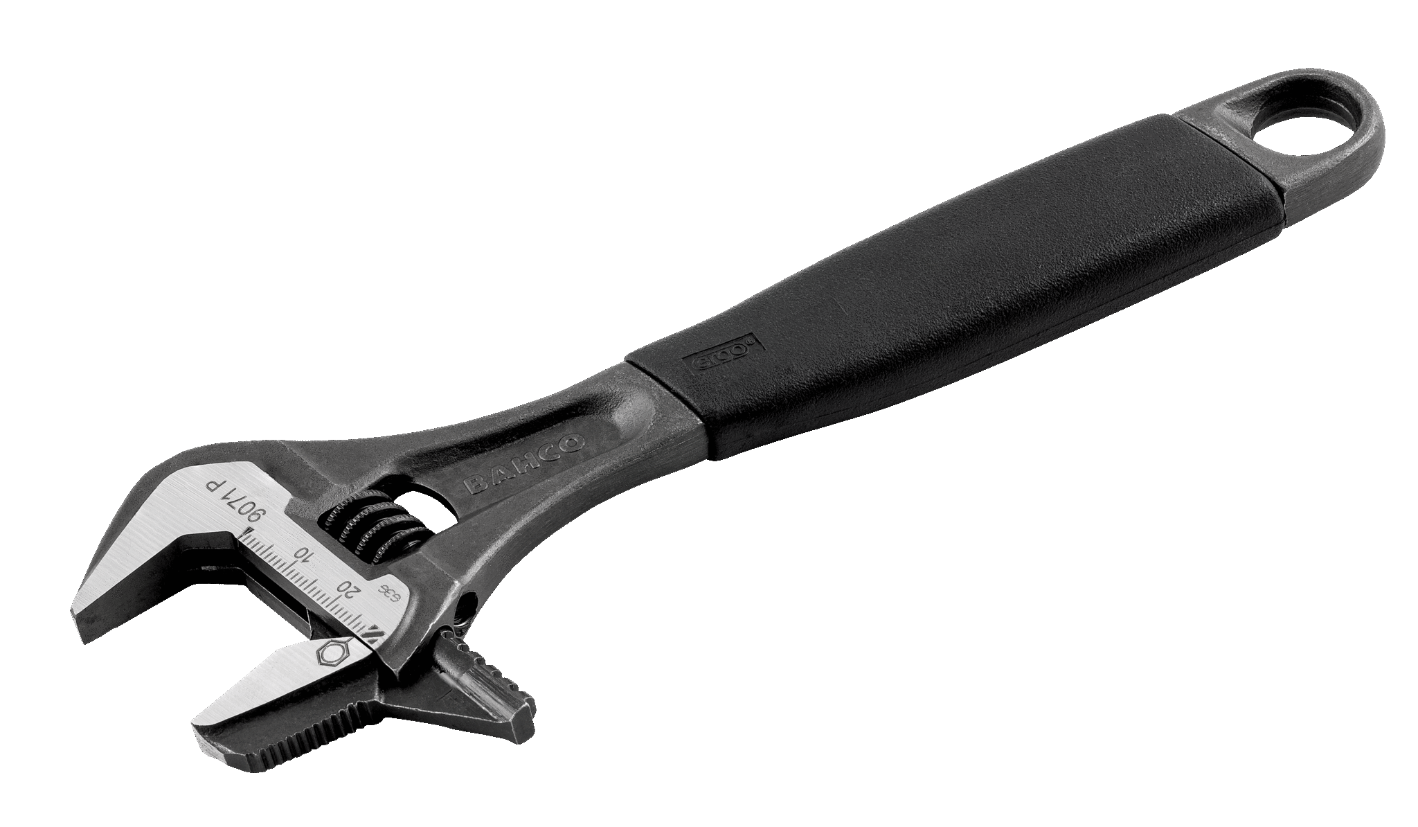ERGO⢠rubber handle central nut phosphated adjustable wrench, with reversible jaw - 9073P by Bahco