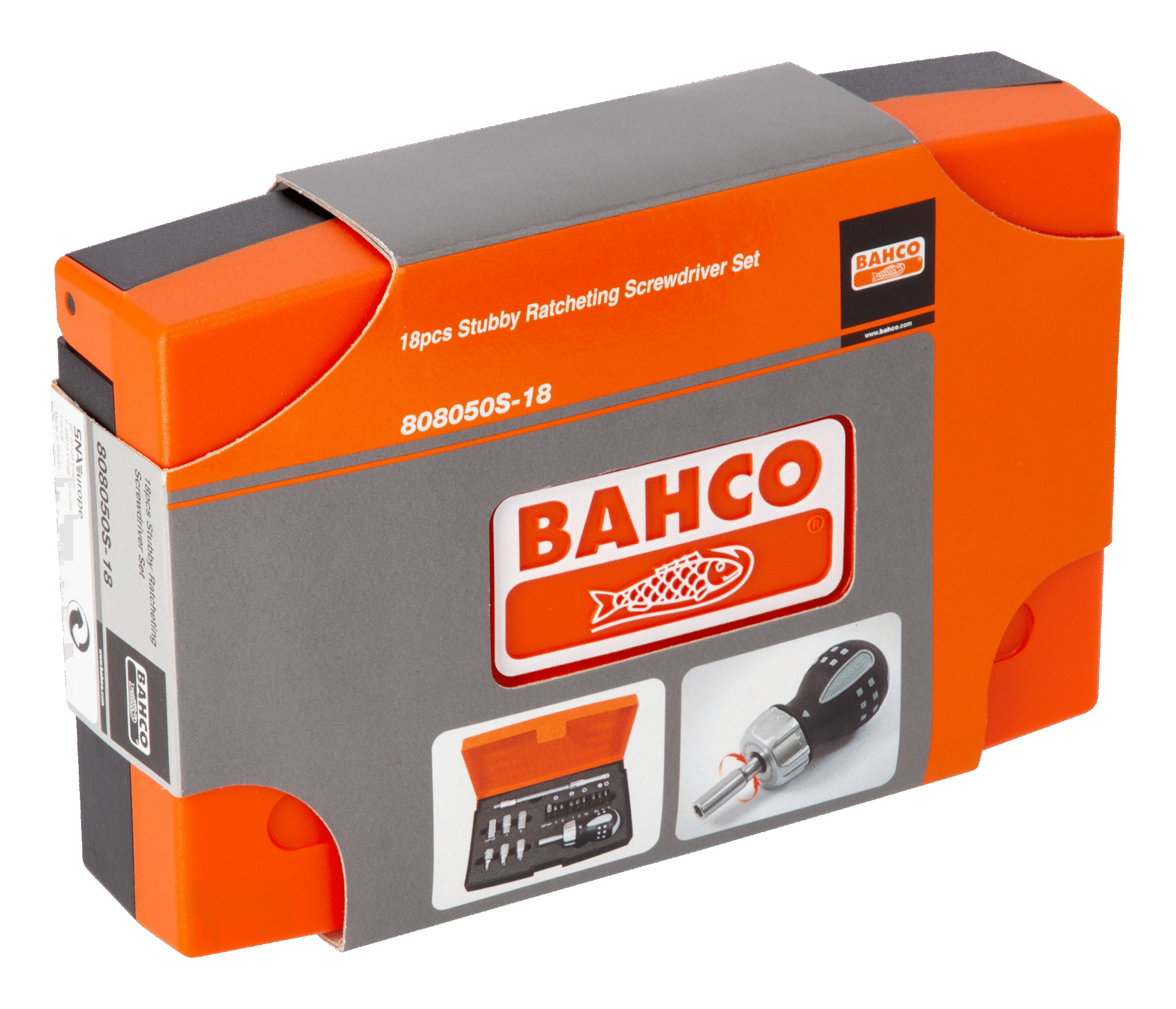 Screwdriver Socket Set Stubby Ratchet 18Pce - 808050S-18 by Bahco