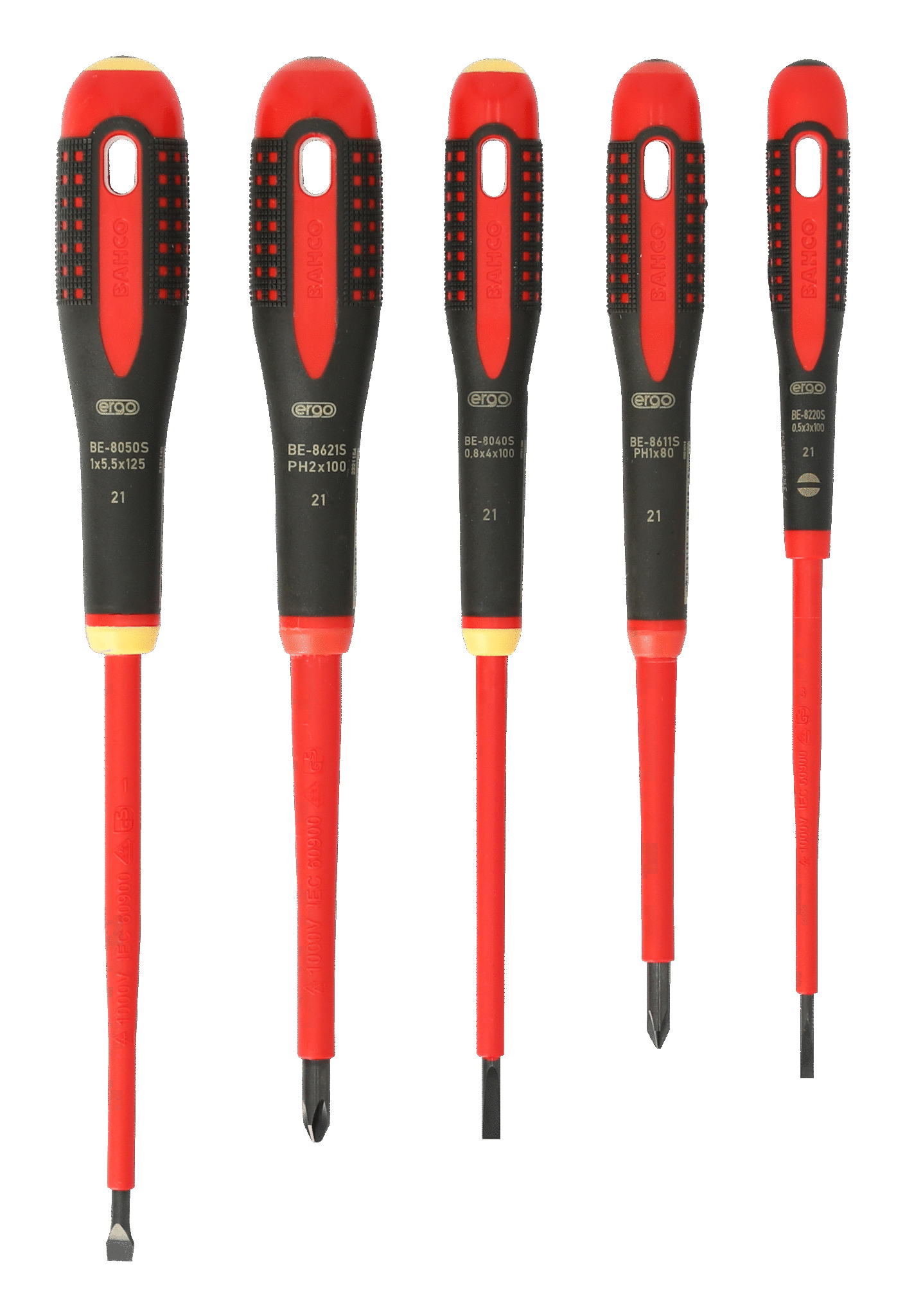 ERGO™ VDE Insulated Slotted and Phillips Screwdriver Set with 3-Component Handle 5 Pcs - 9881S by Bahco