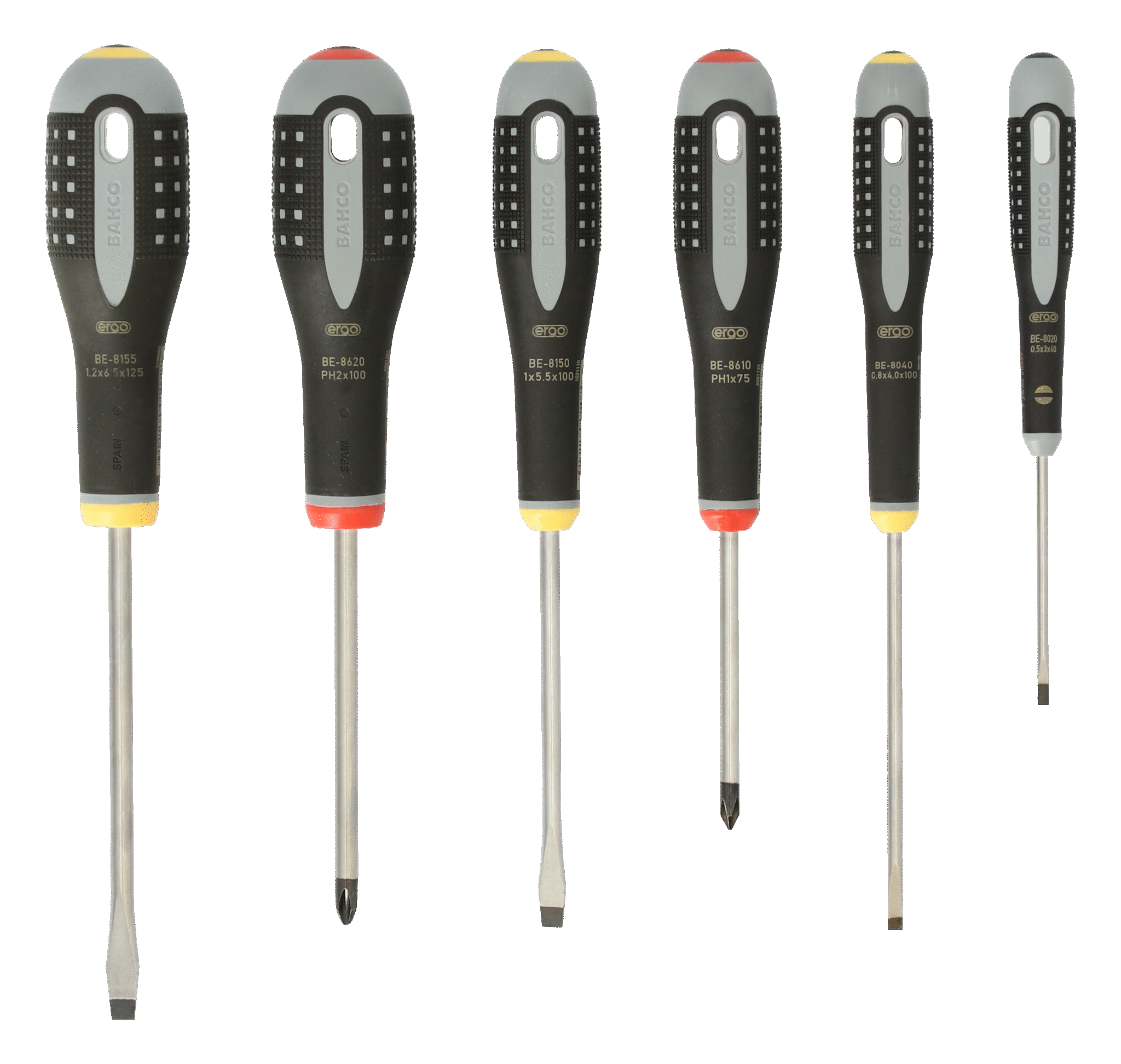 ERGO™ Slotted/Phillips Screwdriver Set with Rubber Grip 6 Pcs - BE-9881 by Bahco