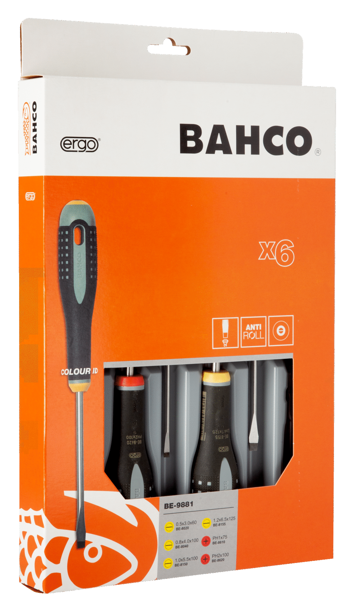 ERGO™ Slotted/Phillips Screwdriver Set with Rubber Grip 6 Pcs - BE-9881 by Bahco