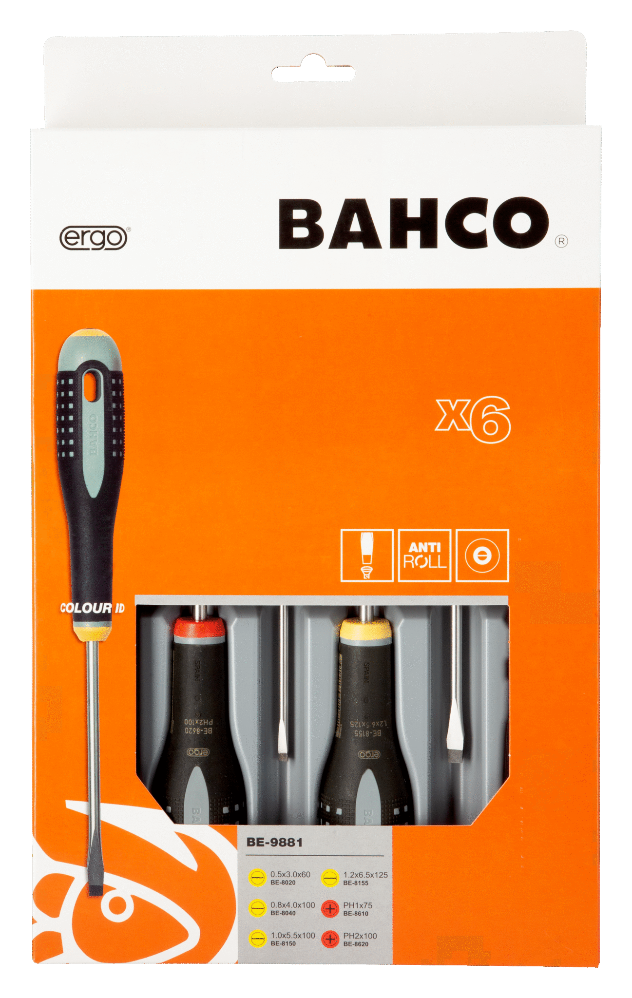 ERGO™ Slotted/Phillips Screwdriver Set with Rubber Grip 6 Pcs - BE-9881 by Bahco