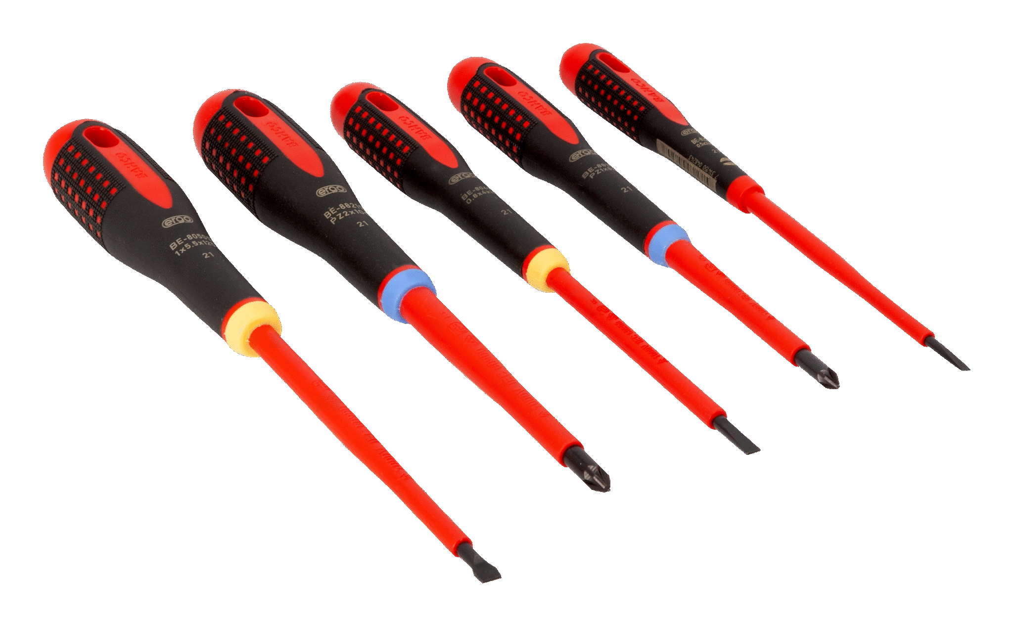 ERGO™ VDE Insulated Slotted and Pozidriv Screwdriver Set with 3-Component Handle 5 Pcs - BE-9882S by Bahco