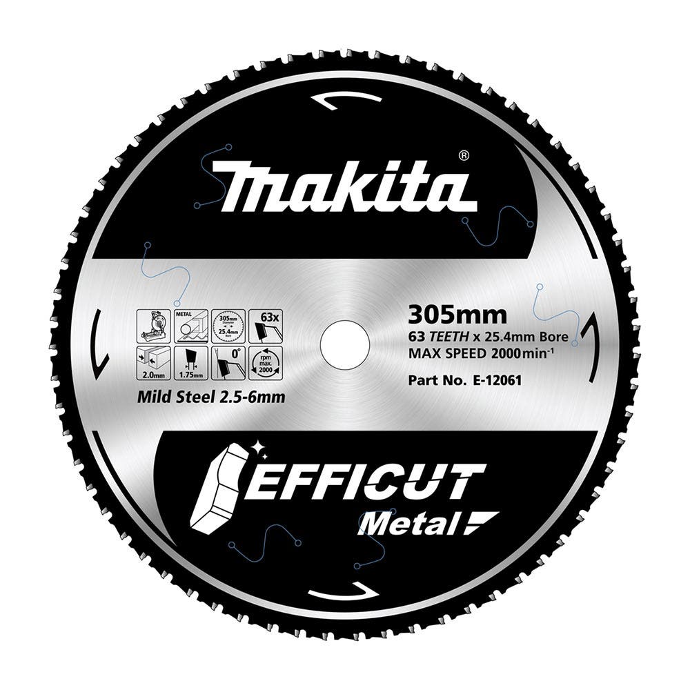 Makita 305mm x 25.4mm x 63T TCT EFFICUT Metal Cutting Cold Cut Saw Blade E-12061