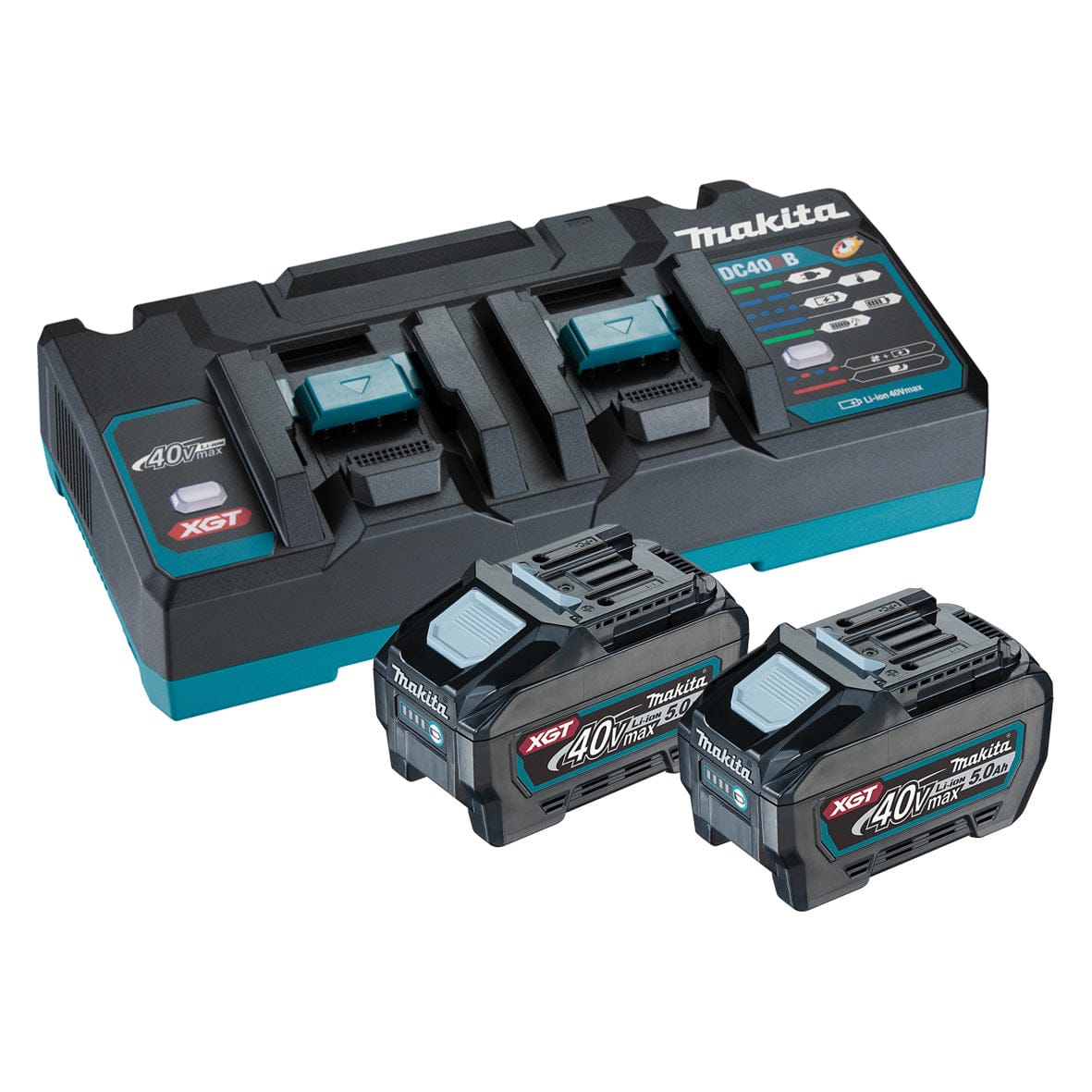 Makita 40V Max Dual Port Rapid Charger with 2x 5.0Ah Batteries 1913Y7-1