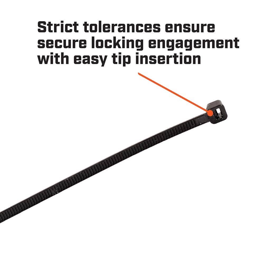 450mm x 7.6mm Heavy Duty Black Cable Ties, 100 Pack - WB18100HD by Crescent