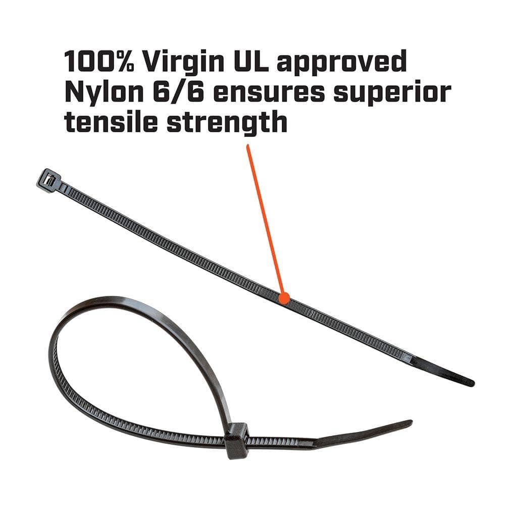 450mm x 7.6mm Heavy Duty Black Cable Ties, 100 Pack - WB18100HD by Crescent
