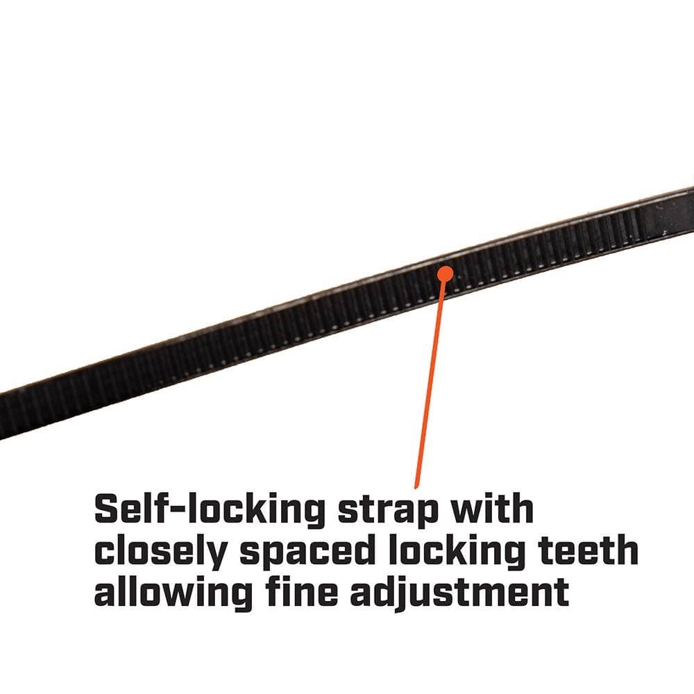 450mm x 7.6mm Heavy Duty Black Cable Ties, 100 Pack - WB18100HD by Crescent