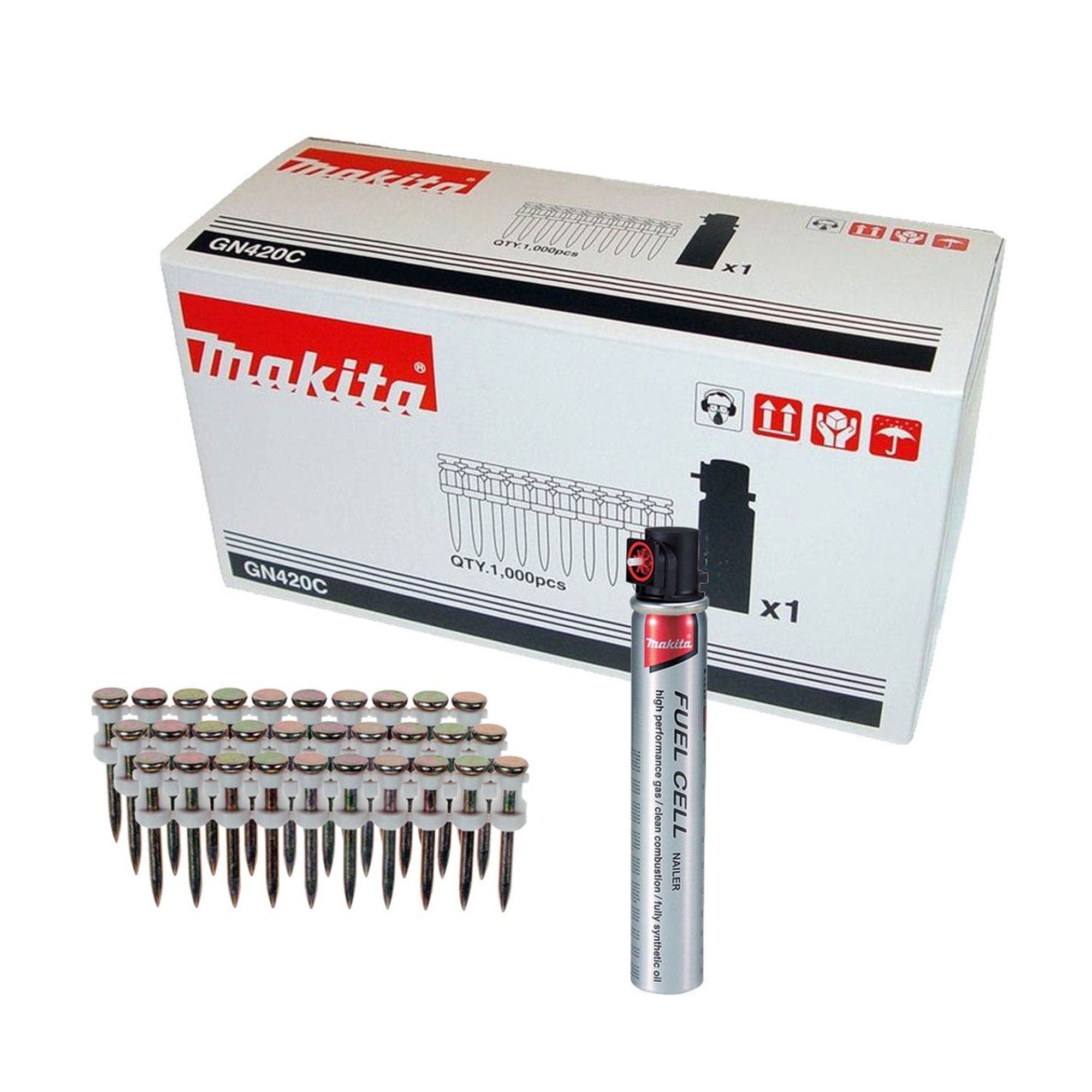 Concrete Nailer Pins 1000Pce + 1 x Fuel Cell Kit suit GN450 by Makita
