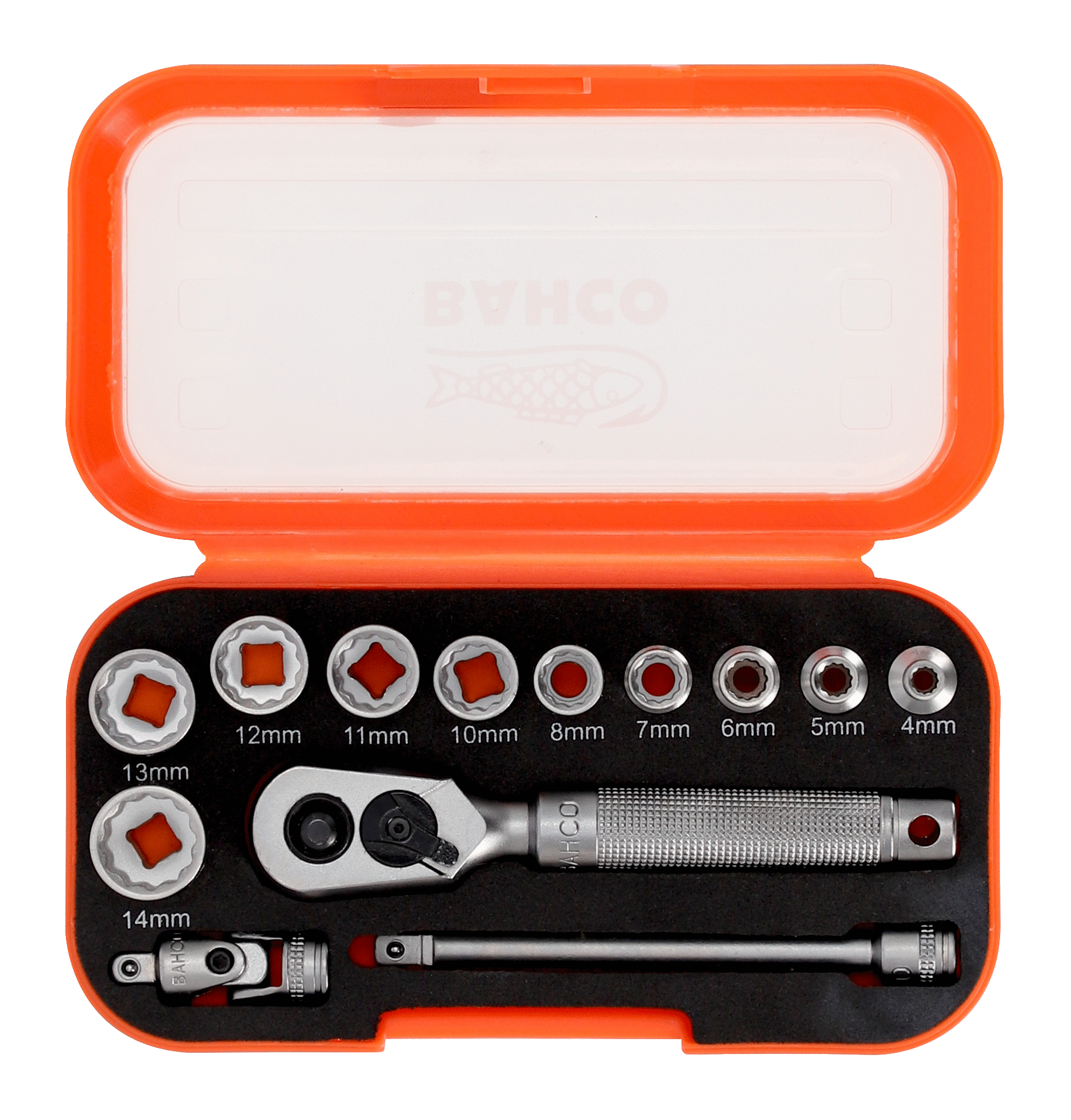Bahco 1/4" Square Drive Socket Set with Metric Bi-Hex Profile SBS13MC10.5