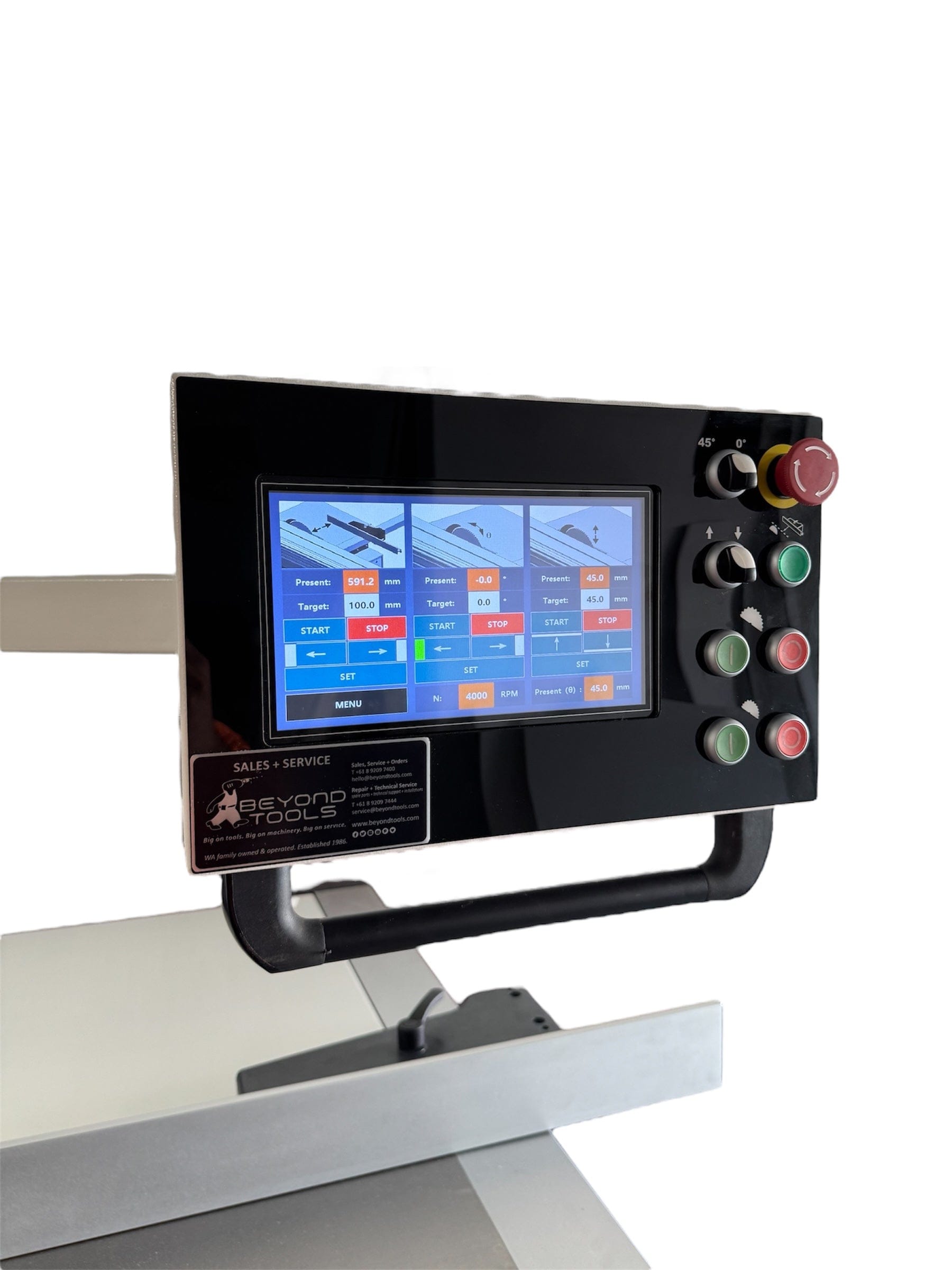 Woodfast 400mm (16") 7.5HP 3.2m Sliding Table (Optional Upgrade to 3.8m Sliding Table) with Overhead Control & Automatic Rise / Fall & Tilt Panel Saw 415V PS400C -S SafeCut *Pre-Release - As Seen at LIGNA 2025*