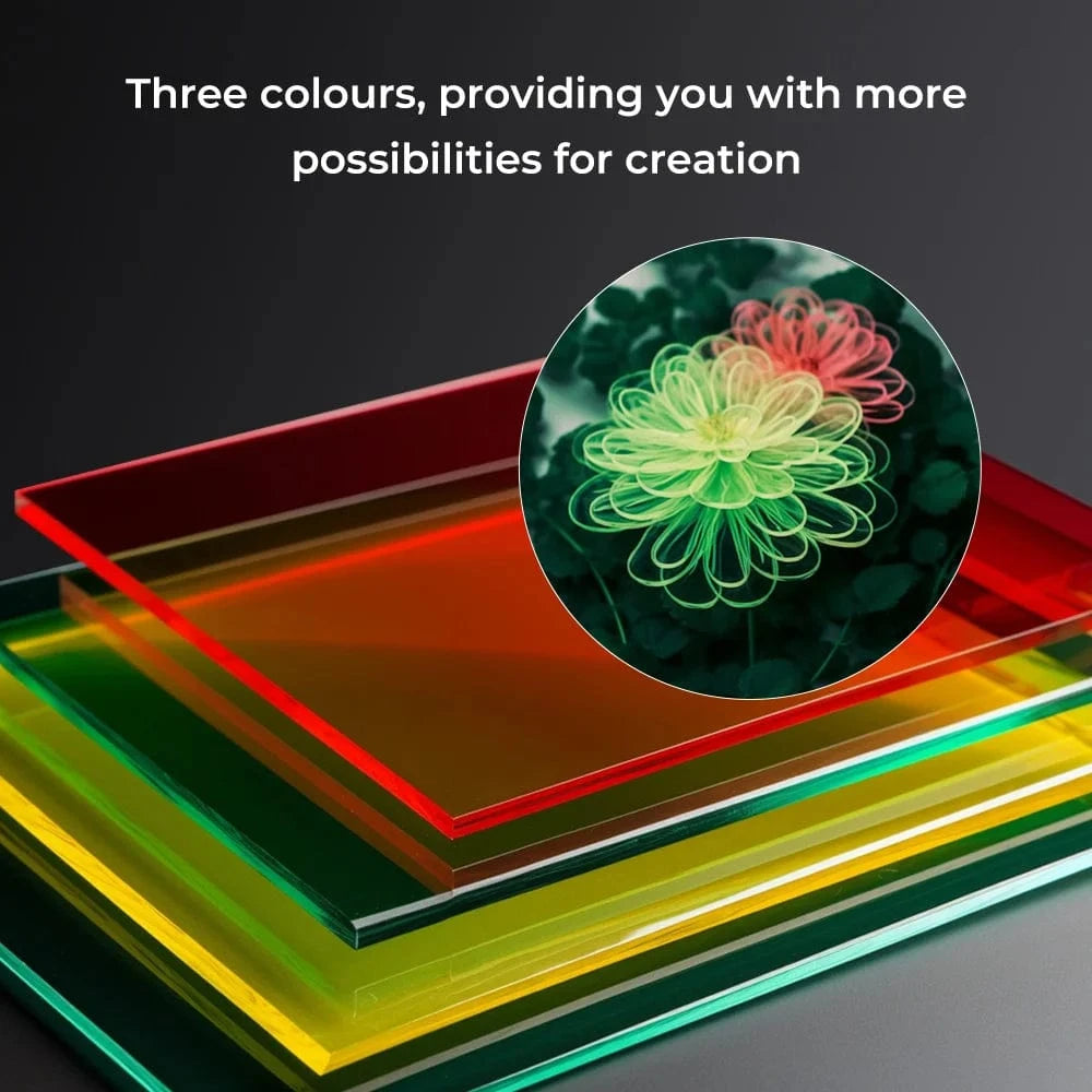Creality 3 Colour 300 x 300 x 3mm Transparent Acrylic Sheet Set | 10Pce Pack