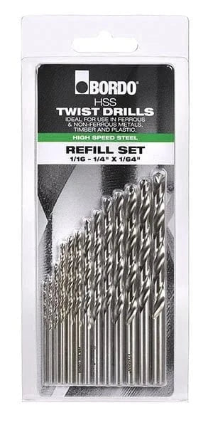 13 Piece Bright HSS Jobber Refill Set - 2006-F1S by Bordo