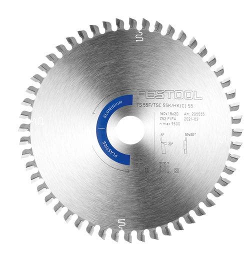 Festool Aluminium Saw Blade 160mm x 1.8mm x 20mm x 52T 205555