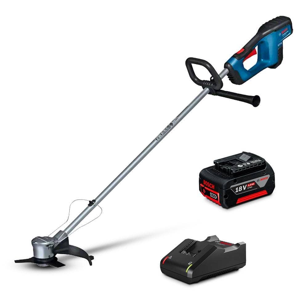 18V Brushless 1 x 5.0Ah 2-In-1 Line Trimmer & Brushcutter Kit - 061599263M by Bosch