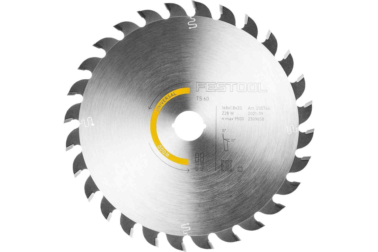 168mm x 1.8mm x 20mm 28T Universal Saw Blade 205764 by Festool
