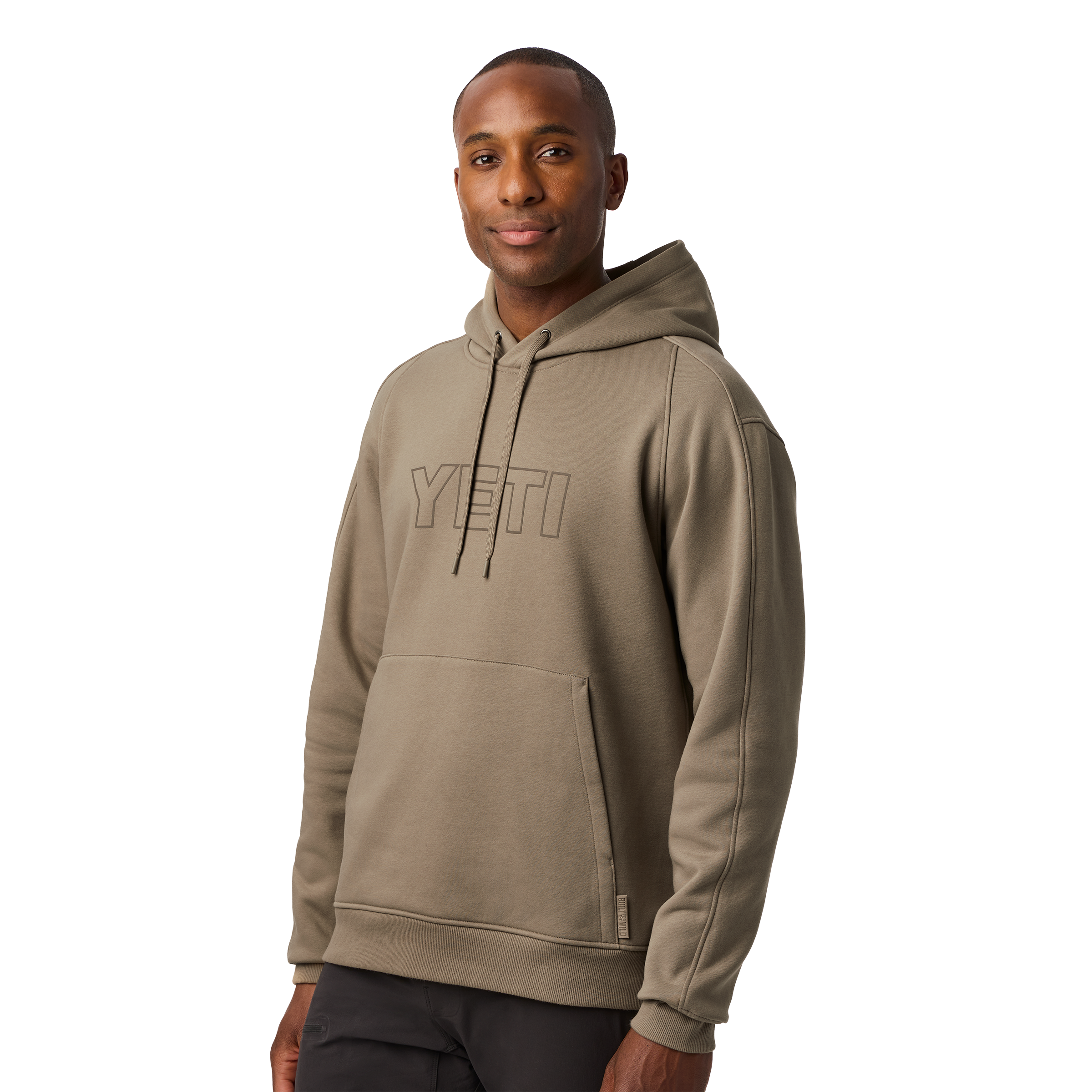 YETI Logo Built for the Wild Fleece Hoodie Taupe 21023007345