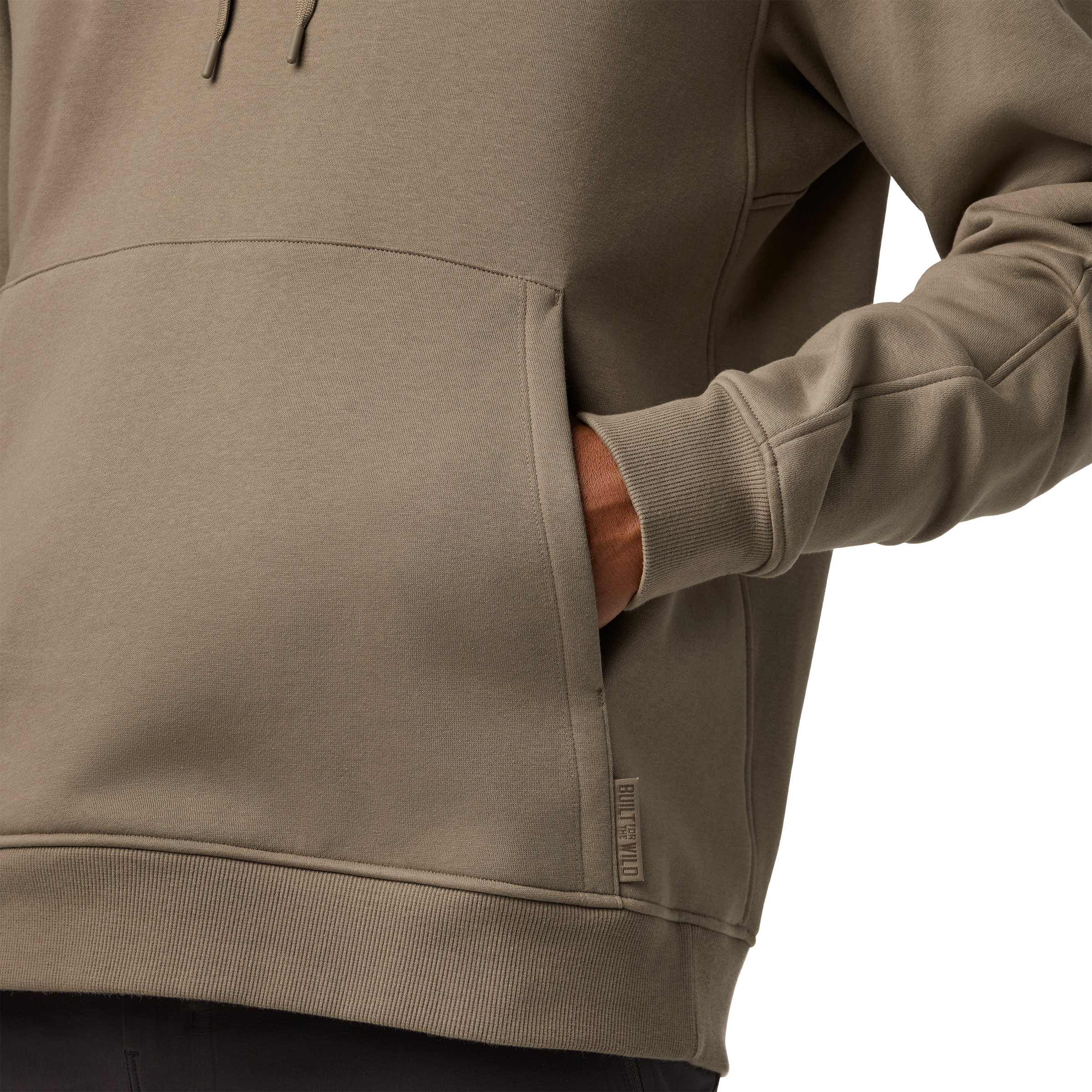 YETI Logo Built for the Wild Fleece Hoodie Taupe 21023007345