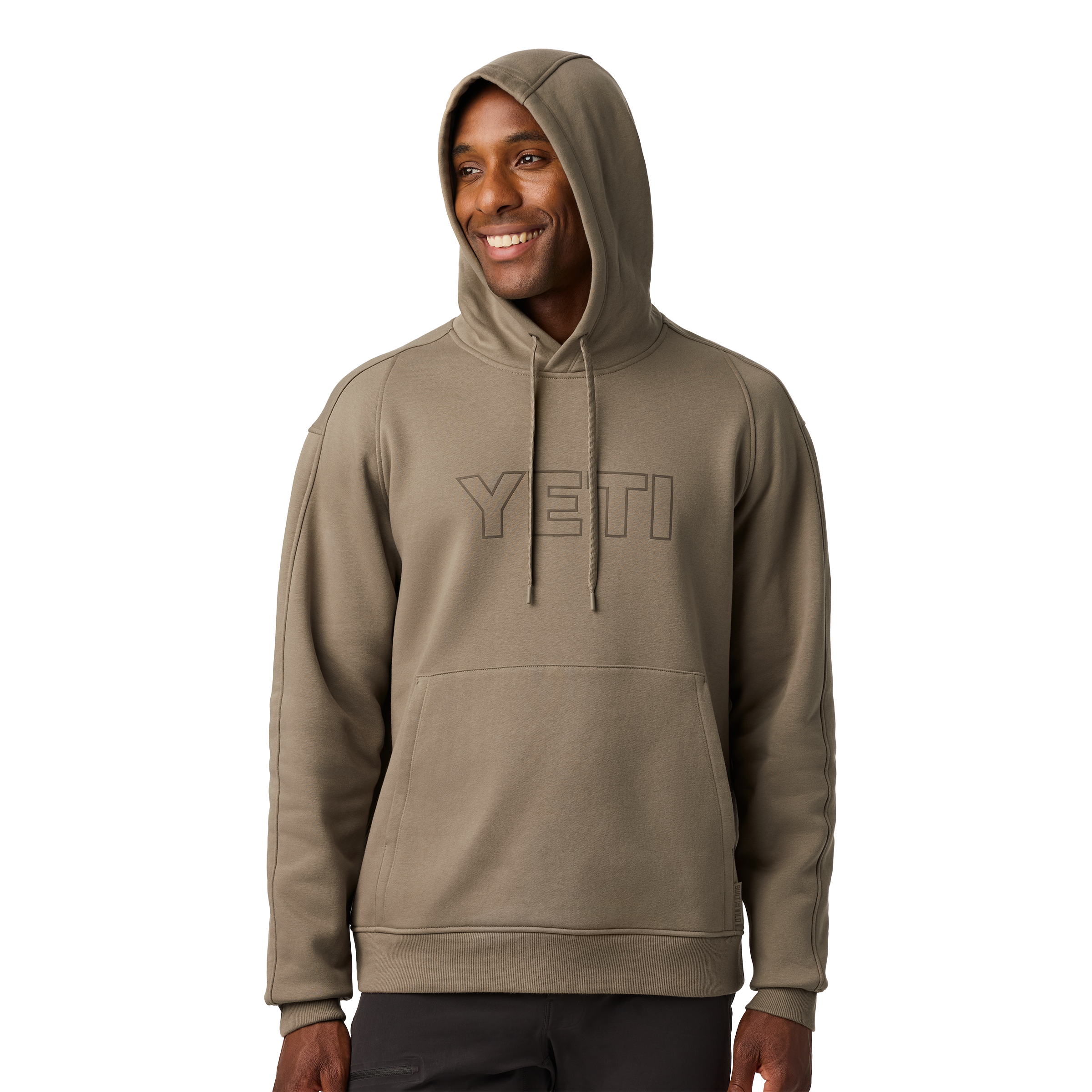 YETI Logo Built for the Wild Fleece Hoodie Taupe 21023007345