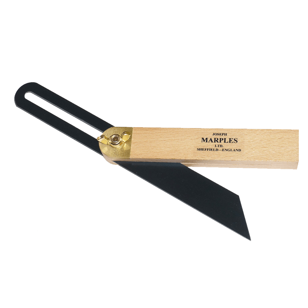 Joseph Marples 230mm (9") Beech Sliding Bevel / Adjustable Try Square with Brass Wing Locking Nut 211