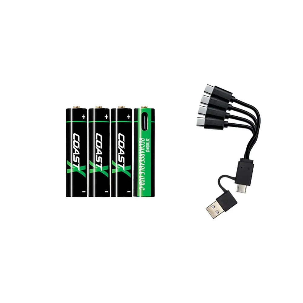 Coast USB-C Rechargeable AAA Batteries COAZXAAA 811807 | 4 Pack