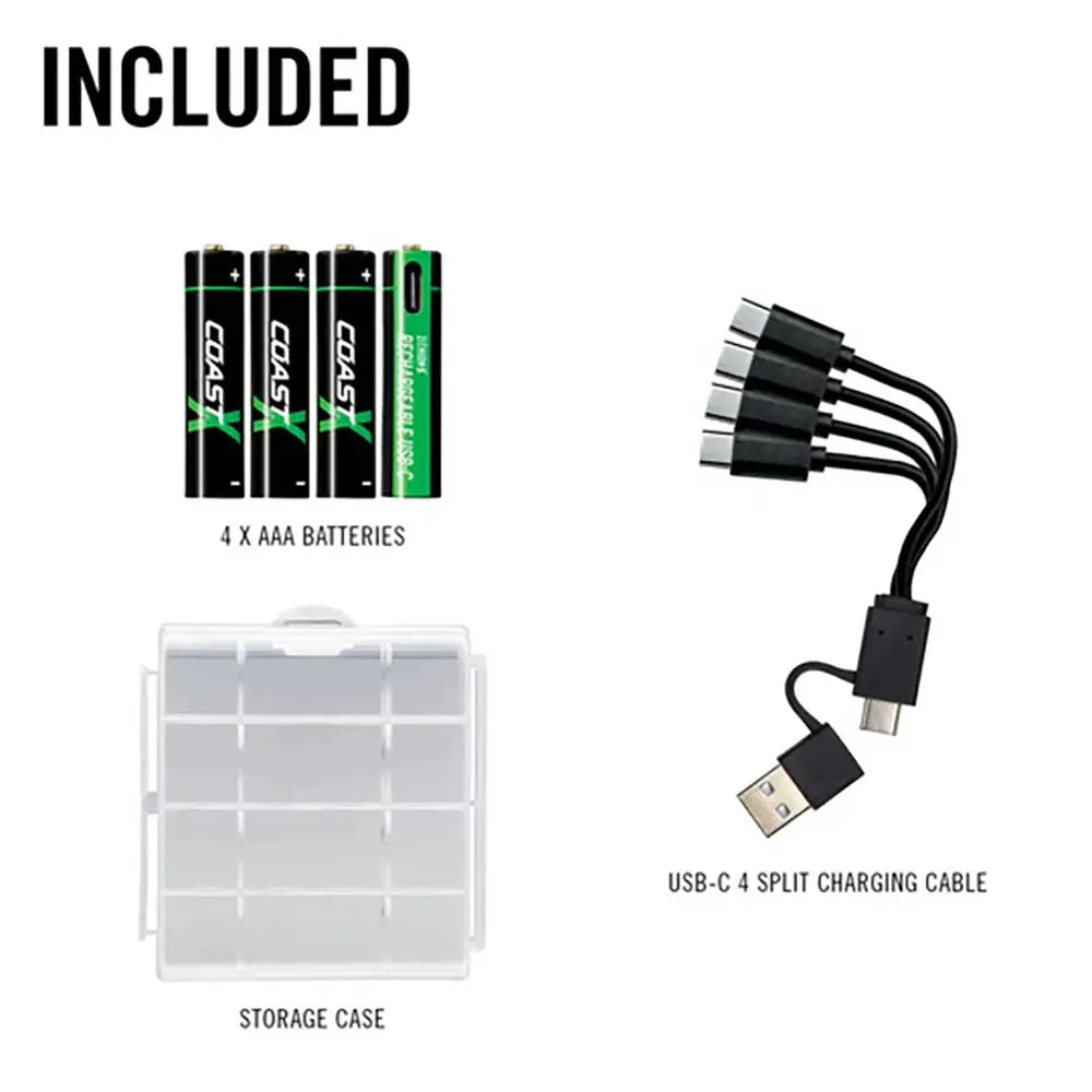 Coast USB-C Rechargeable AAA Batteries COAZXAAA 811807 | 4 Pack