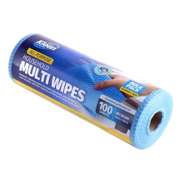 All Purpose Cleaning Wipes 100Pce 30cm x 30cm 35GSM by Xtra Kleen