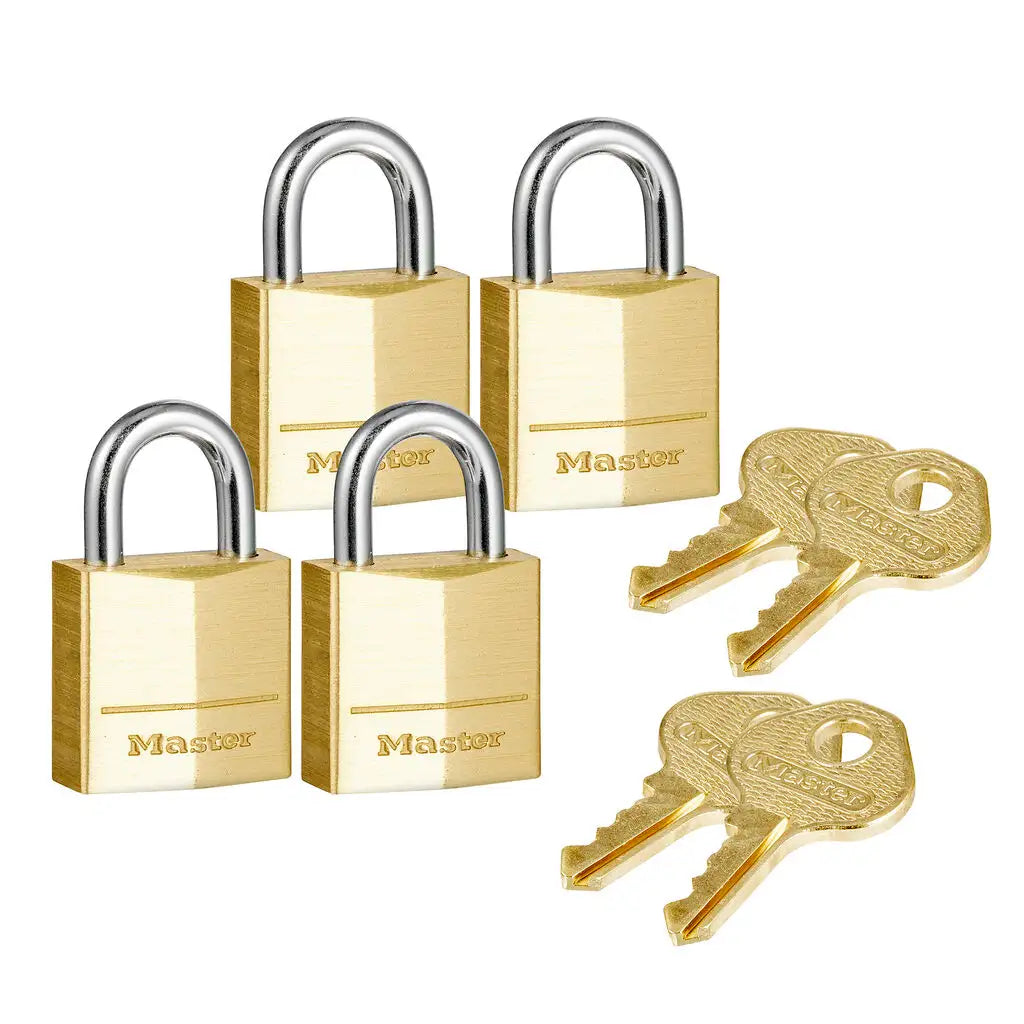 Master Lock 20mm Brass Padlock With 11mm Shackle | Single, Double, or Four Pack