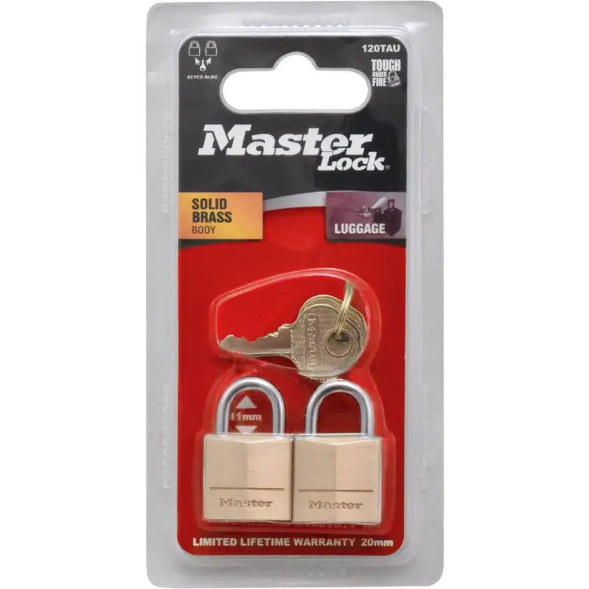 Master Lock 20mm Brass Padlock With 11mm Shackle | Single, Double, or Four Pack