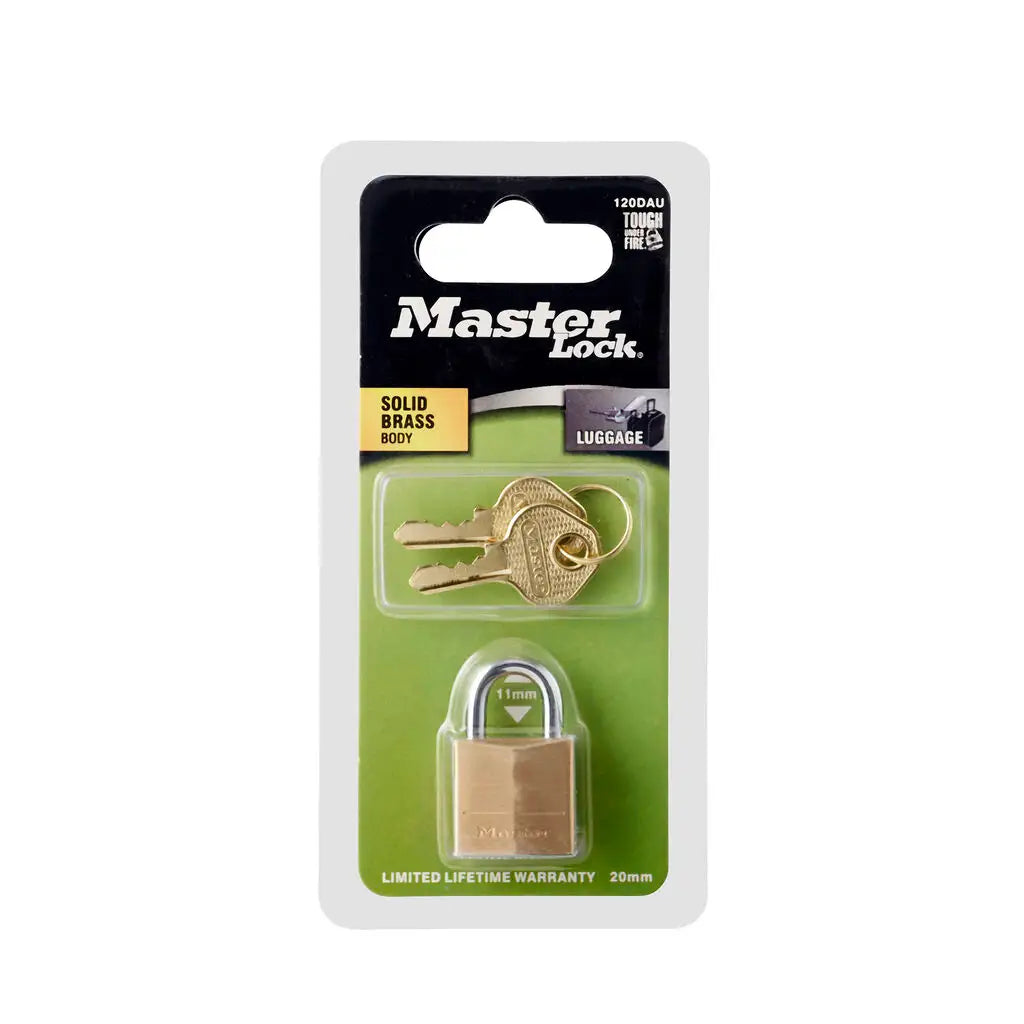 Master Lock 20mm Brass Padlock With 11mm Shackle | Single, Double, or Four Pack