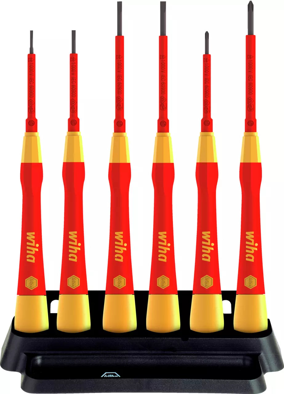 Wiha 4Pce Fine Screwdriver Set, Picofinish Slotted & Phillips VDE 1000V Insulated 44847