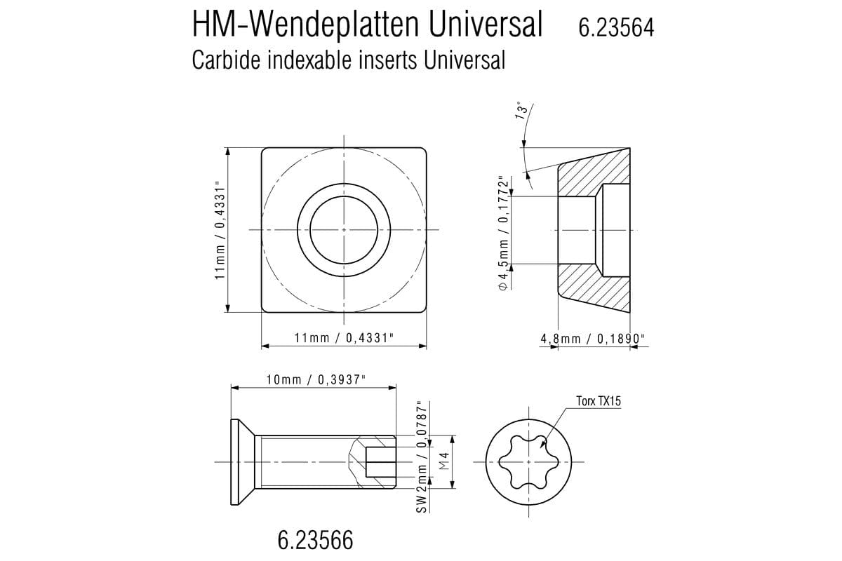 Metabo 10Pce Carbide Universal Indexable Inserts 6.23564 (623564000)