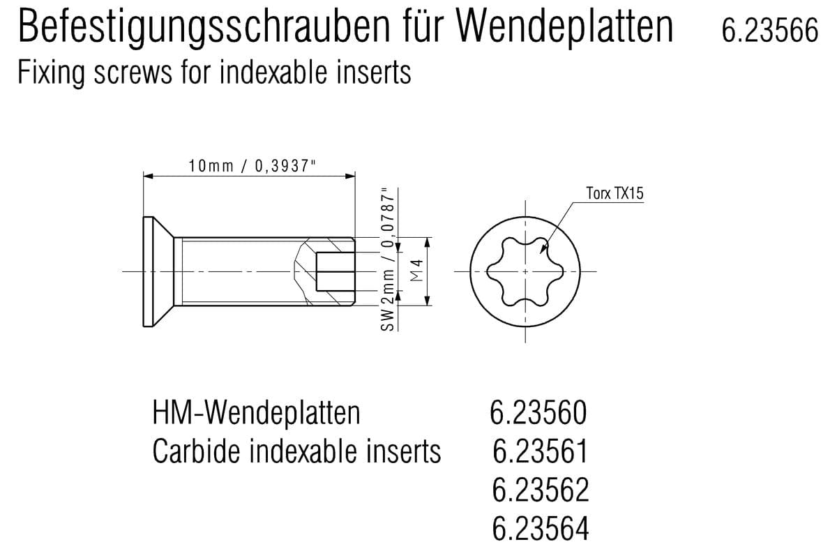 Metabo 10Pce Fixing Screws for Indexable Inserts 6.23566 (623566000)