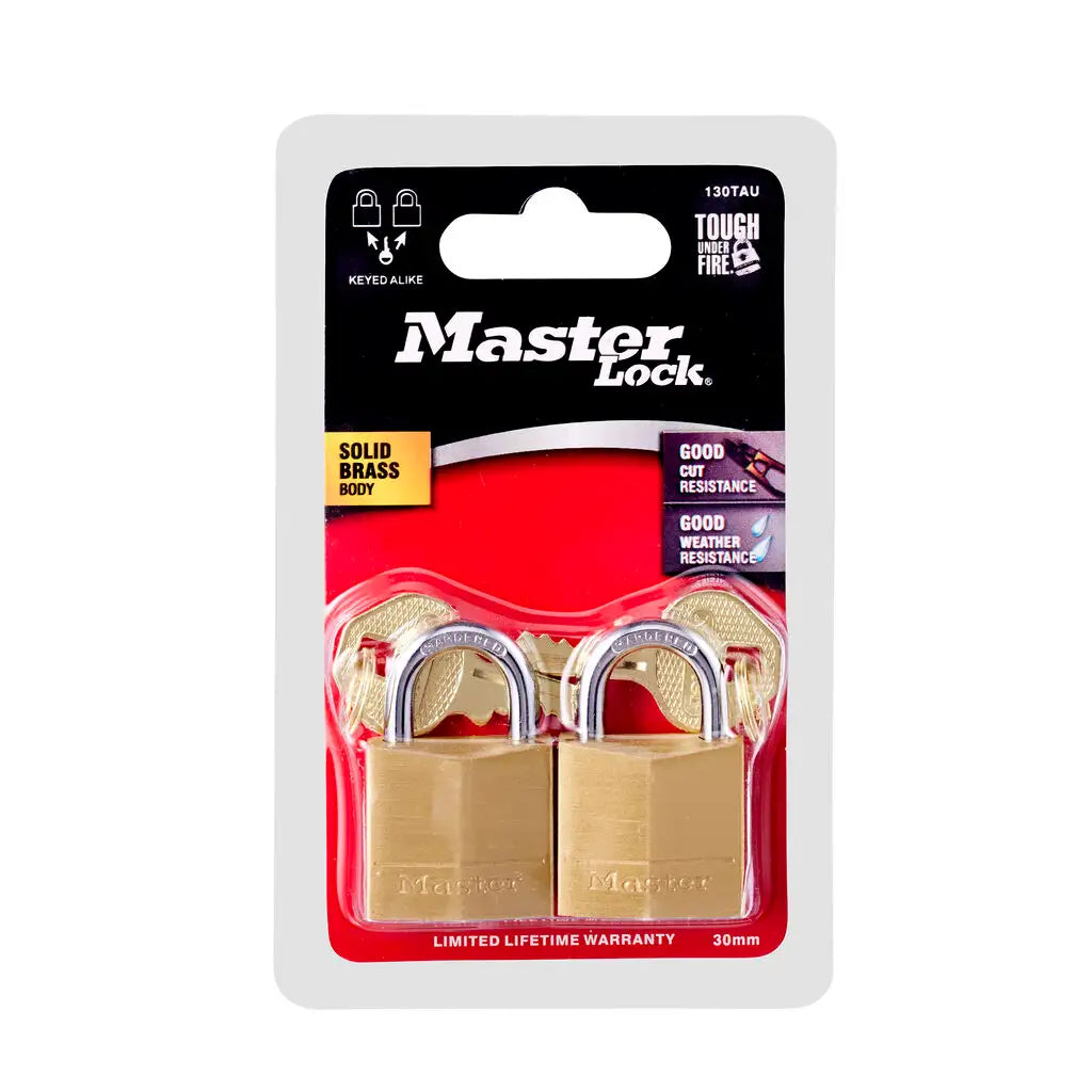 Master Lock 30mm Diamond Brass Padlock With 16mm Shackle | Single, Double, or Four Pack