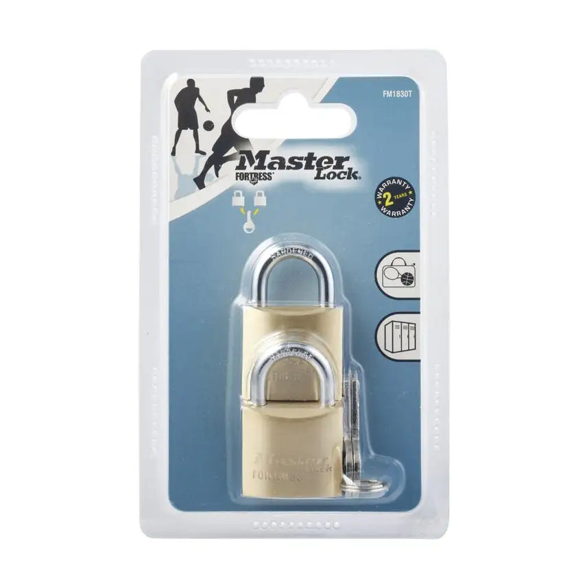 Master Lock 30mm Fortress Brass Padlock With 18mm Shackle | Single, Double, or Four Pack