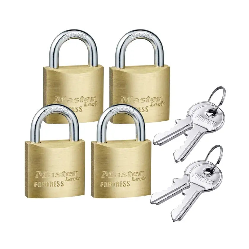 Master Lock 30mm Fortress Brass Padlock With 18mm Shackle | Single, Double, or Four Pack