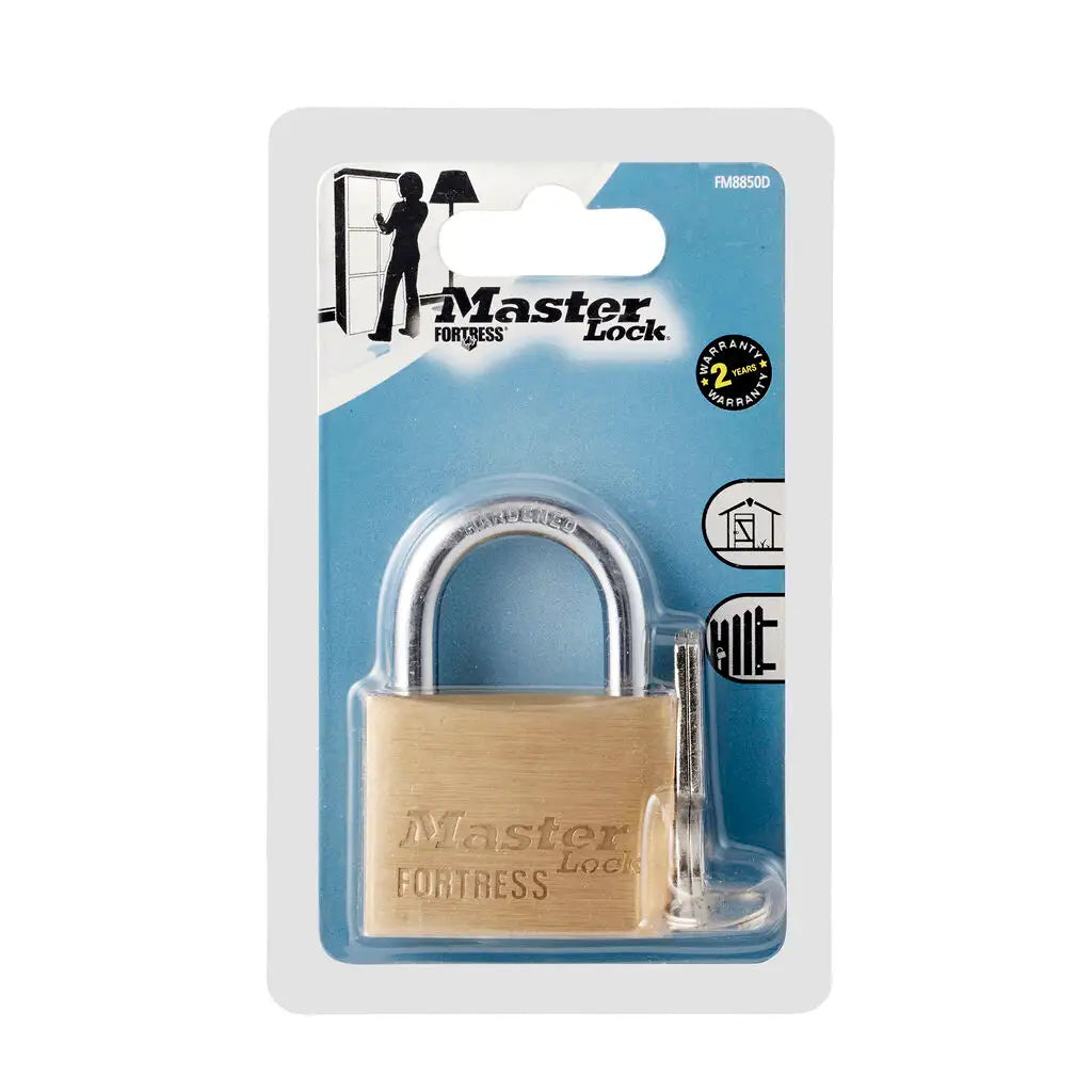 Master Lock 50mm Fortress Brass Padlock With 25mm Shackle FM8850DAU
