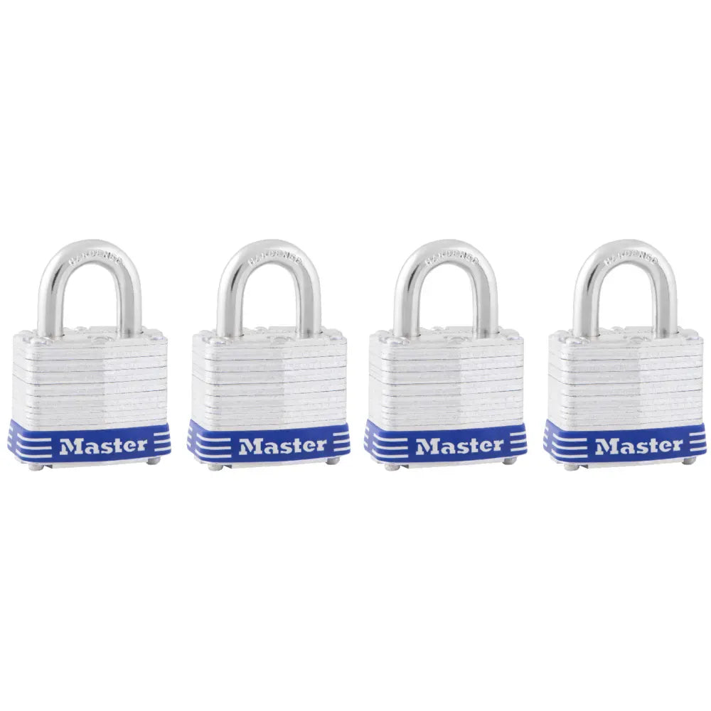 Master Lock 40mm Wide Body Laminated Steel Padlocks 3008DAU | 4-Pack, Keyed-Alike